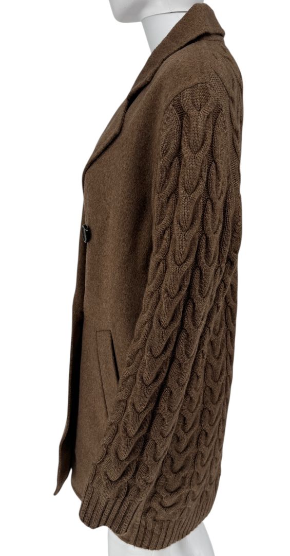 MaxMara Knit-Sleeve Wool-Cashmere Blazer Coat - Size M