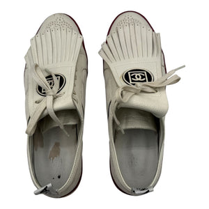 CHANEL Calfskin Fringe Golf/Tennis Sneakers in Ivory – Size 40