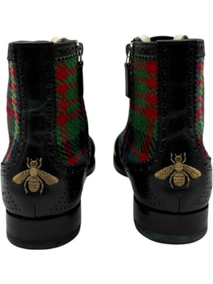 Gucci Tartan Wool & Leather Buckle Combat Boots – Men’s Size 6 (EU 39)