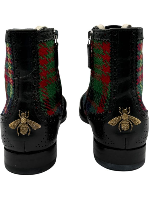 Gucci Tartan Wool & Leather Buckle Combat Boots – Men’s Size 6 (EU 39)