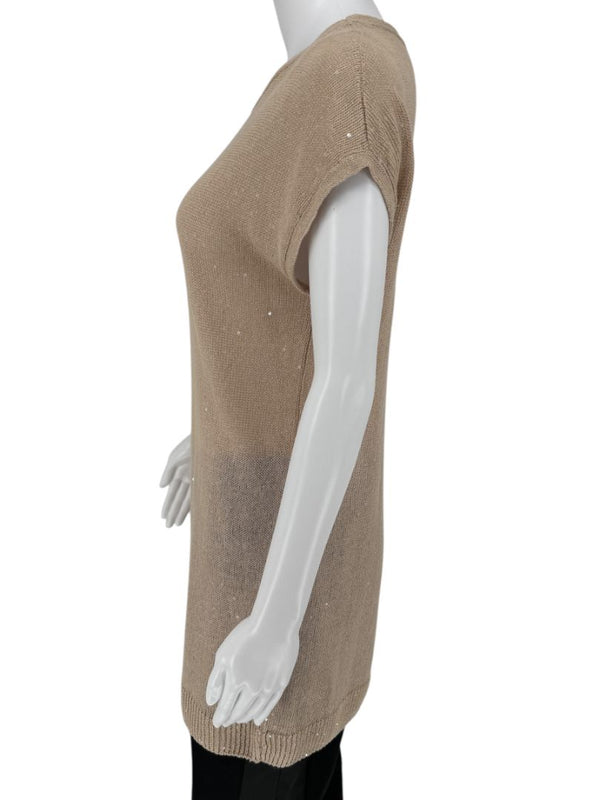 Brunello Cucinelli Linen-Silk Asymmetric Sequin Sweater – Size L