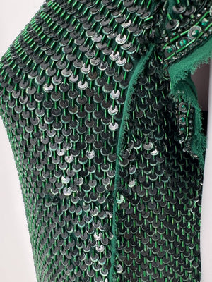 Pamella Roland Emerald Sequin Embellished Dress