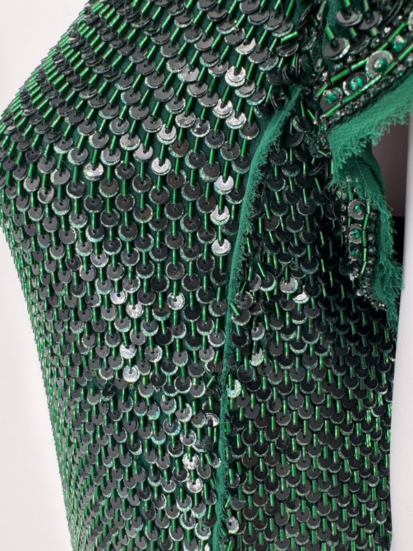 Pamella Roland Emerald Sequin Embellished Dress