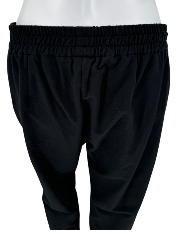 Brunello Cucinelli Black Cotton Joggers with Metallic Trim - Large