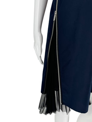 Sacai Pleated Insert Zip Shirt Dress - Size 2