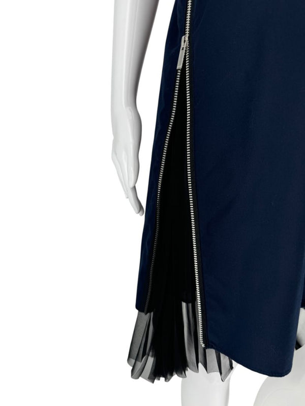 Sacai Pleated Insert Zip Shirt Dress - Size 2