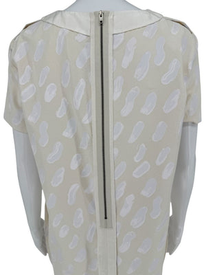 Marni Textured Cream Print Shift Dress with Silk Trim - Size 4
