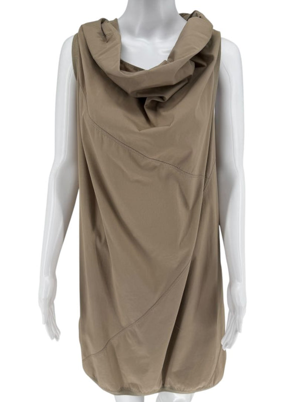 Brunello Cucinelli Taupe Cotton Sleeveless Cowl-Neck Dress - Size 8
