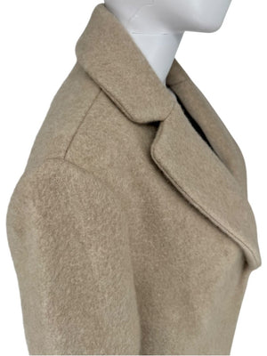 Brunello Cucinelli Ivory Wool-Cashmere Coat with Monili Detail - Size 8