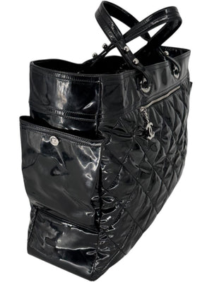 Chanel Paris-Biarritz XL Tote in Black Patent Vinyl