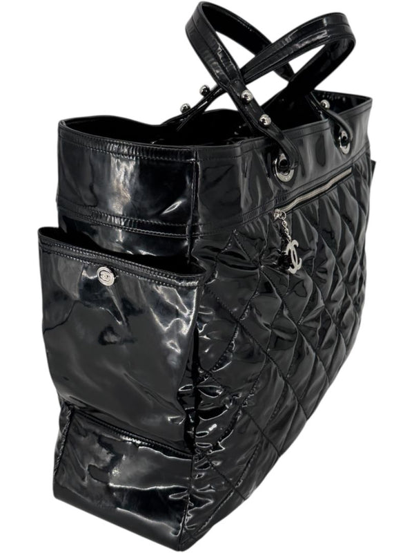 Chanel Paris-Biarritz XL Tote in Black Patent Vinyl