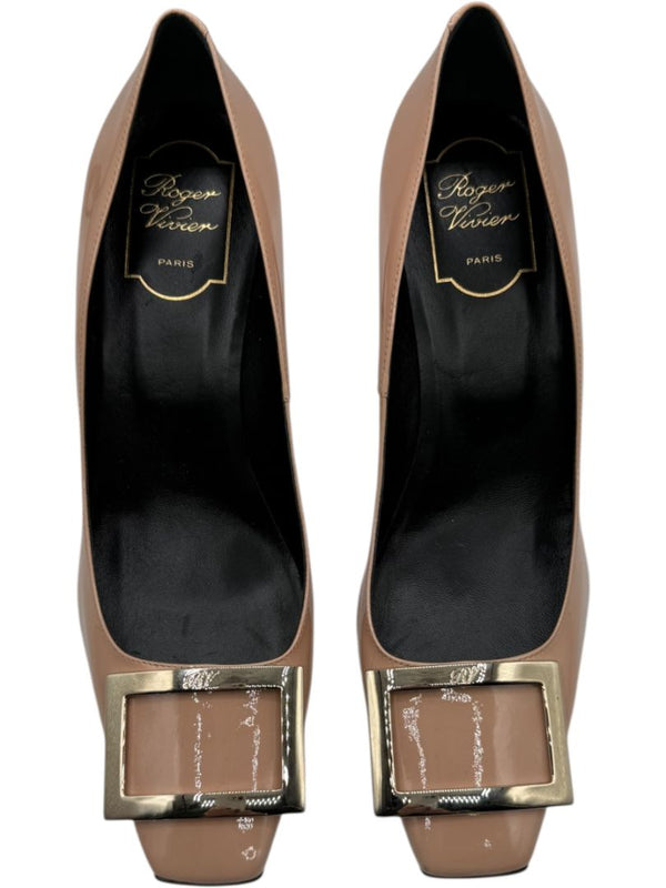 Roger Vivier Belle Vivier Patent Leather Pumps in Nude – Size 39.5