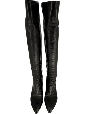 Prada Black Leather Knee-High Boots – Size 39.5