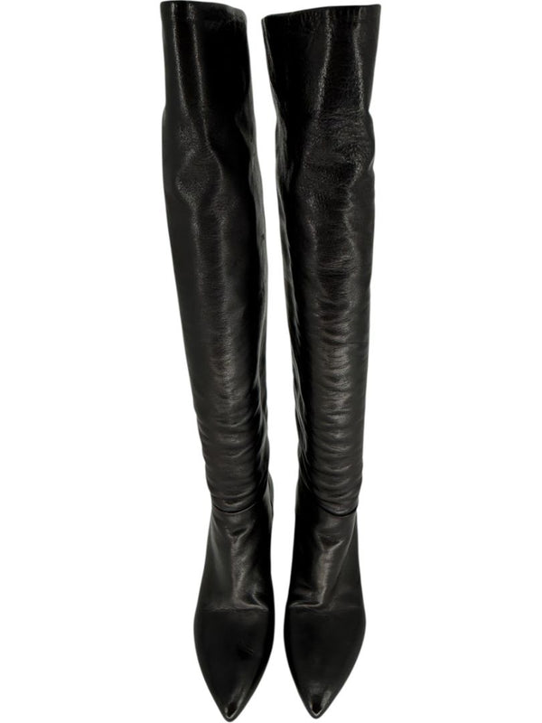 Prada Black Leather Knee-High Boots – Size 39.5