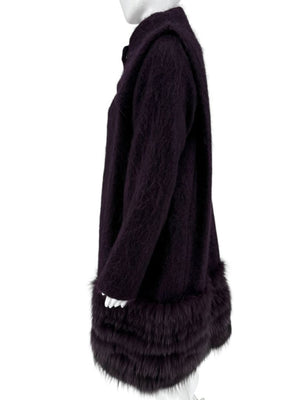 Pamella Roland Purple Alpaca & Fur Trim Coat – Size L