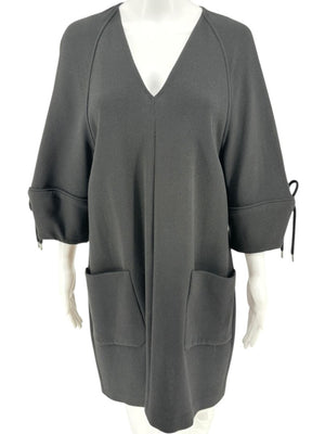 Lela Rose Black Wool-Blend Tie Sleeve Dress – Size 6