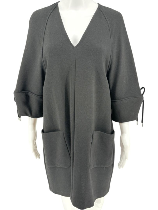 Lela Rose Black Wool-Blend Tie Sleeve Dress – Size 6