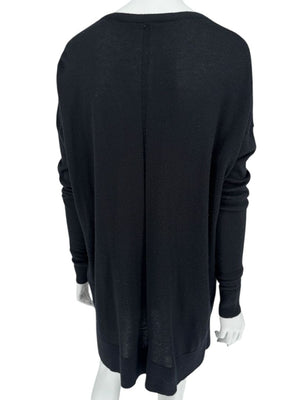 The Row Black Cashmere & Silk V-Neck Tunic Sweater - Size S