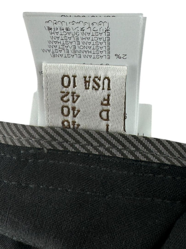 Brunello Cucinelli Black Tapered Wool Trousers with Monili Belt Loop - Size 10