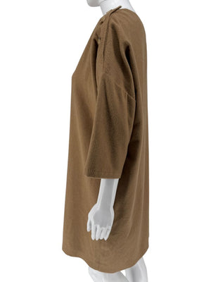 Max Mara Camel Wool Button-Shoulder Tunic Dress – Size US 6