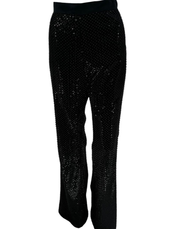 Pamella Roland Black Sequin Beaded Tuxedo Suit – Size 6