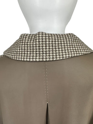 Agnona Houndstooth Belted Wool-Cashmere Trench Coat – Size IT 40