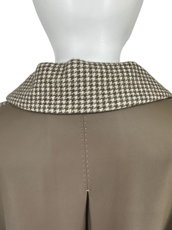 Agnona Houndstooth Belted Wool-Cashmere Trench Coat – Size IT 40