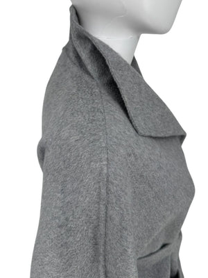 Max Mara ‘Manuela’ Belted Wrap Coat in Light Grey – Size US 10 / IT 44