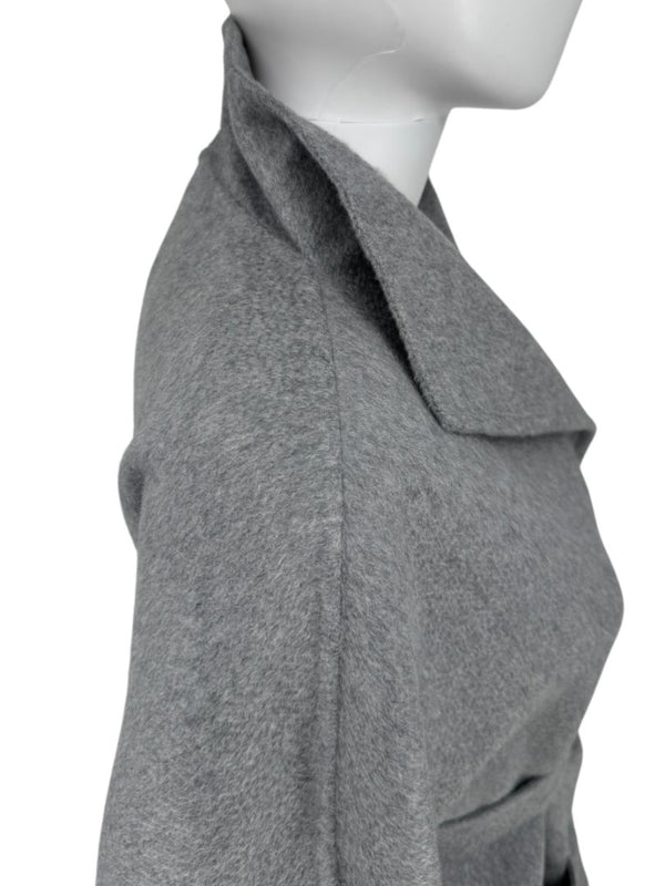 Max Mara ‘Manuela’ Belted Wrap Coat in Light Grey – Size US 10 / IT 44
