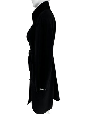 Max Mara ‘Manuela’ Belted Wrap Coat in Black – Size US 10 / IT 44
