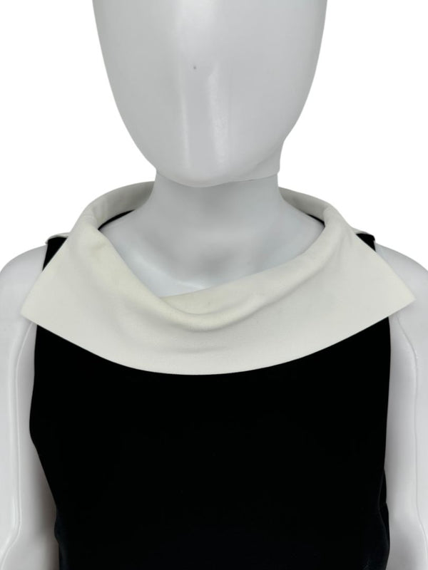 Alice + Olivia Black Shift Dress with Contrast Collar - Size 10