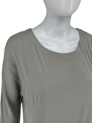 Akris Gravel Grey Long Silk Tunic Blouse – Size 8