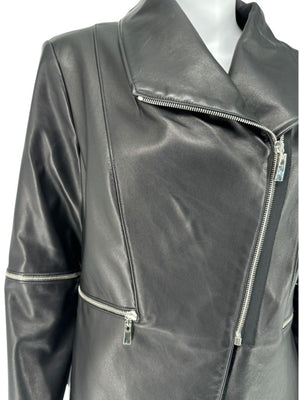 Pamella Roland Black Leather Moto Jacket - Large
