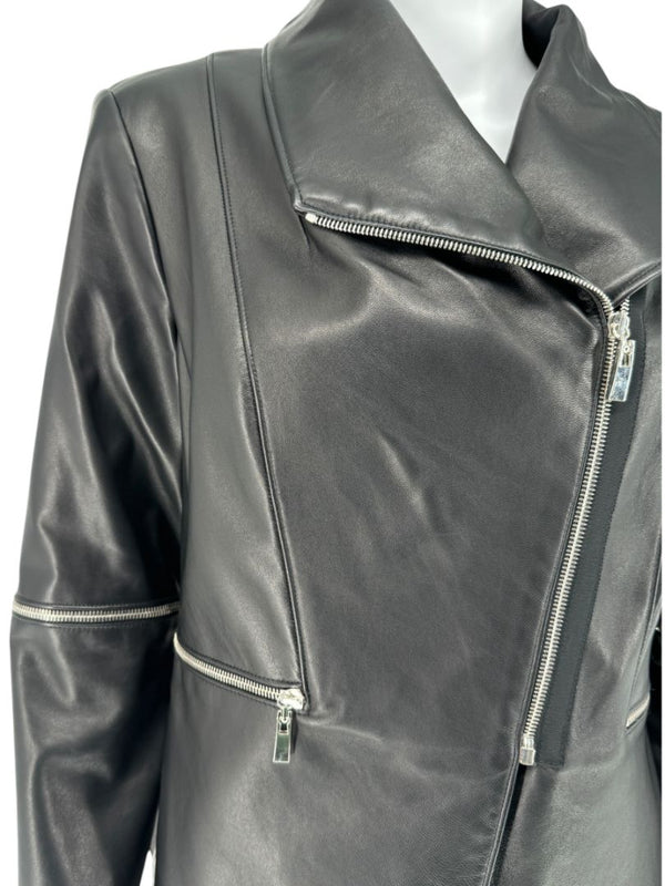 Pamella Roland Black Leather Moto Jacket - Large