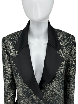 Pamella Roland Metallic Brocade Tuxedo Coat with Beaded Cuffs – Large