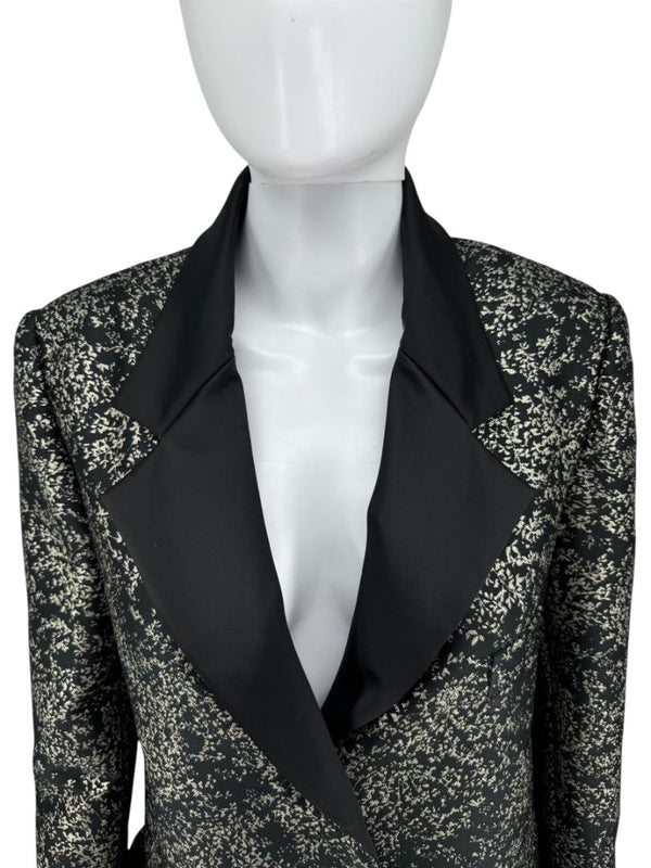 Pamella Roland Metallic Brocade Tuxedo Coat with Beaded Cuffs – Large