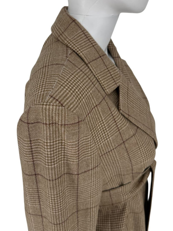 Kiton Wool-Cashmere Plaid Belted Blazer & Drawstring Trousers – Size IT 44