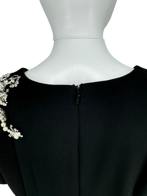 Pamella Roland Black Embellished Asymmetrical Sheath Dress – Large