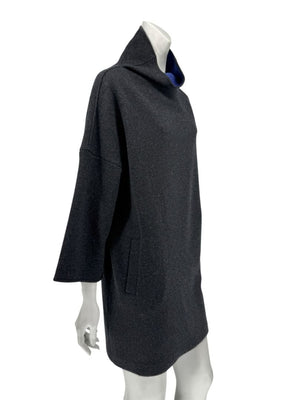 Loro Piana Charcoal Grey Reversible Wool-Cashmere Tunic Dress – Size S