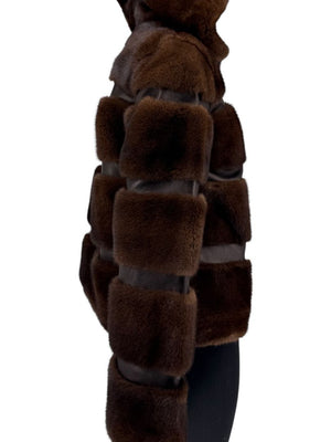 Michael Kors Chocolate Brown Mink Fur & Leather Bomber Jacket – Size 8