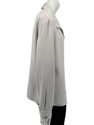 Peter Cohen Gray Silk Convertible Collar Blouse – Size L