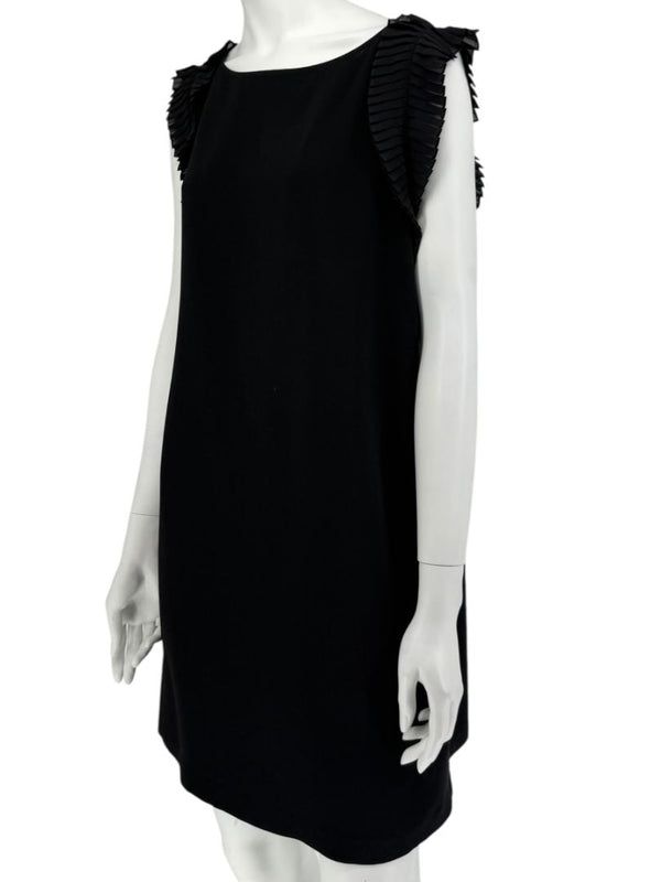 Lafayette 148 Black Shift Dress with Pleated Ruffle Sleeves – Size M