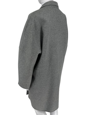 Akris Light Grey Double-Breasted Cashmere Coat - Size US 6
