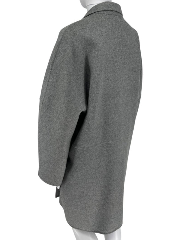 Akris Light Grey Double-Breasted Cashmere Coat - Size US 6