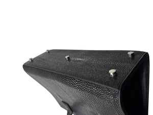 Crawford Black Shagreen/Stingray Top Handle Bag w/ 925 Silver Hardware