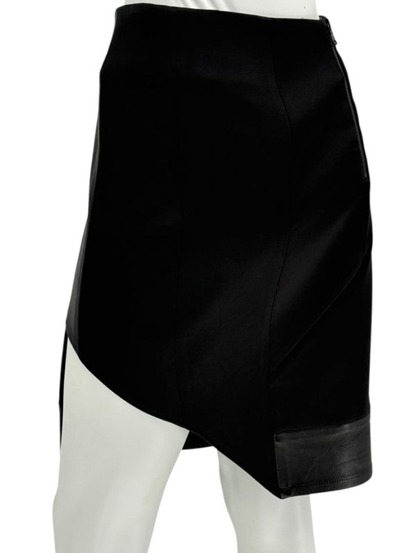 Pamella Roland Black Skirt with Leather Trim - Large
