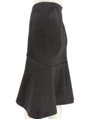 Pamella Roland Black Textured Flounce-Hem Skirt – Large