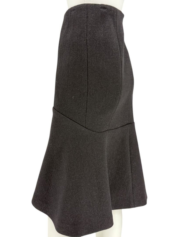 Pamella Roland Black Textured Flounce-Hem Skirt – Large
