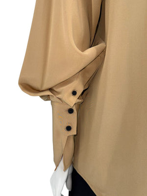 Victoria Beckham Camel Silk Tie-Neck Blouse – Size US 6- NWT