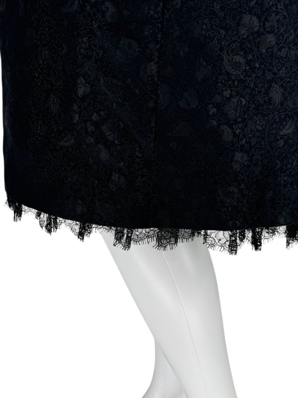 Pamella Roland Black Jacquard Strapless Dress – Large